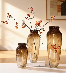 RYLAVA Set di 3 Vasi Moderni in Vetro Ambrato, Vasi Decorativi per Fiori Secchi, Matrimoni e Arredamento Moderno - Product Image 3