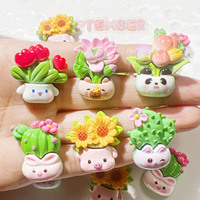 Patch en résine fait main crème colle bricolage pour enfants étui de téléphone portable cheveux chaussures accessoires Panda Pot de fleur acrylique plastique Lucite perles