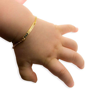 <span class=keywords><strong>Bracelet</strong></span> d'identification en acier inoxydable personnalisé pour bébé, cadeau de naissance, premier anniversaire, nom du bébé - Product Image 2