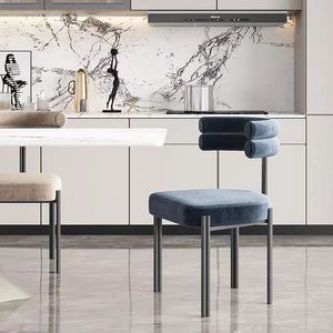 Chaises de salle à manger design élégantes, style <span class=keywords><strong>scandinave</strong></span>, meubles de villa en métal, chaises de salle à manger de luxe en velours <span class=keywords><strong>bleu</strong></span> - Product Image 3