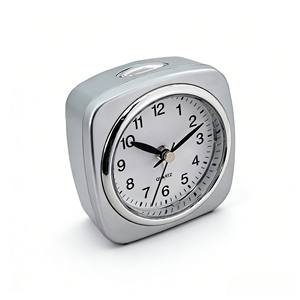 Reloj Despertador Analógico Cuadrado Compacto Plateado de 3 Pulgadas con Función de Repetición para Mesa de Noche - Product Image 2
