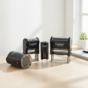 Sello automático de tinta autoentintable con fecha, de metal, con carcasa negra rectangular, parte trasera de goma, con diseño de marca, brillante, para decoración. - Product Image 4