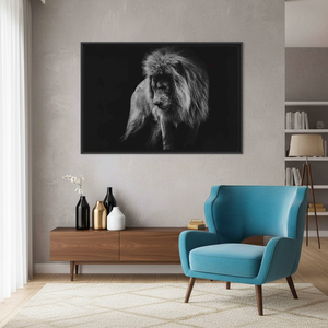 Majestic Lion Canvas Print - Elegant Wildlife Artwork,<b>BLACK</b> <b>FRAMED</b> CANVAS - Product Image 3
