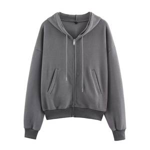 Completo Due Pezzi con Pantaloni a Gamba Dritta e Felpa con Cappuccio Grigio Casual da <span class=keywords><strong>Donna</strong></span> Set Jogger Felpe con Cappuccio - Product Image 2