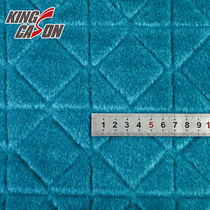 Tissu <span class=keywords><strong>en</strong></span> <span class=keywords><strong>fausse</strong></span> <span class=keywords><strong>fourrure</strong></span> jacquard 100 % polyester bleu à carreaux, brossé d'un côté, recyclé, anti-plis, pour couverture, directement de l'usine Kingcason - Product Image 5