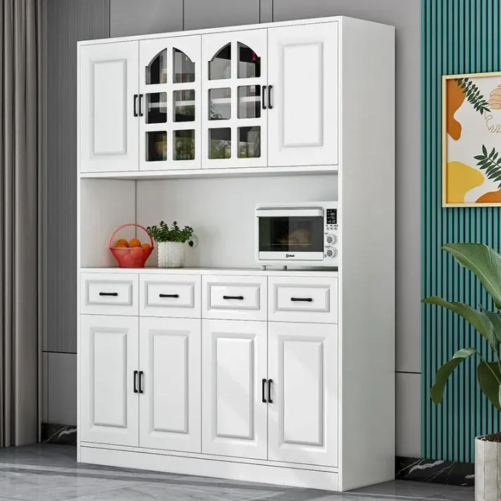 Modern Wood Buffet Cabinet Showcases And Mirror White Sideboard Console Table With 8 Drawers