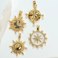 Dijes de Sol y Luna de Latón al por Mayor para la Fabricación de Joyas, Colgante de Astrología Chapado en Oro, Accesorios para Collares Celestiales con Estrellas