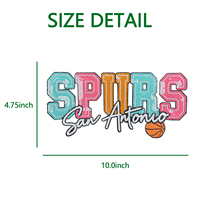 Patch thermocollant à sequins de 10 pouces, motif lettres universitaires 'Texas Fiesta' grand format, des Spurs de San Antonio, pour vestes et sweat-shirts