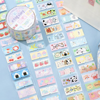 Autocollants de scrapbooking imperméables à motifs de dessins animés kawaii personnalisés, inspirés de la nature, ruban adhésif washi, texture de sable scintillant, adhésif de bureau
