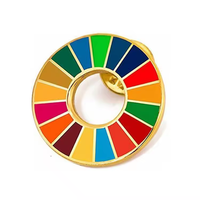 Objetivos de Desarrollo Sostenible United Pin de solapa de metal chapado en oro Regalos promocionales conmemorativos personalizados Pin de rueda SDG