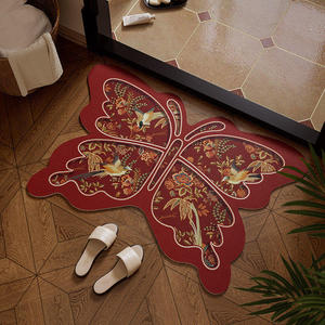 Alfombra de baño con forma de mariposa, diseño floral rojo, antideslizante, absorbente, para baño, entrada, dormitorio, cocina, estudio - Product Image 1