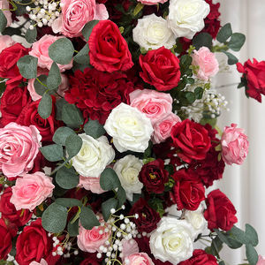 Panneau de décoration d'arche carrée de mariage en soie simulée réaliste rose et rouge pour la rentrée scolaire - Product Image 4