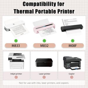 Papel de impresora de secado rápido, papel térmico A4 Compatible con impresora térmica portátil Phomemo M08F M832 M833 - Product Image 4