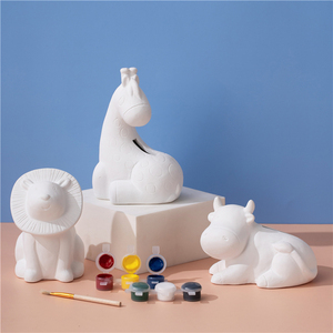Nuovo arrivo cute lion bear ceramic art and craft kids edicational diy drawing painting kit toys - Product Image 2
