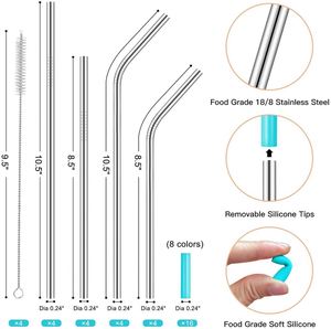 Eco-friendly Reusable Metal Logo 304 Stainless Steel <b>Straw</b> with Bag Customized Free Sample Bar Accessories - Product Image 4