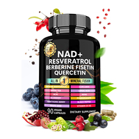 Formule 18-en-1 OEM ODM NAD+ Resvératrol avec Berbérine, Fisetine, Quercétine, Curcumine, Thé vert, Açaï, Pépins de raisin, Vitamine D3 K2
