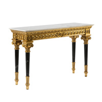 Table console en bois massif de style classique européen avec sculptures en or Table d'entrée de luxe pour salon