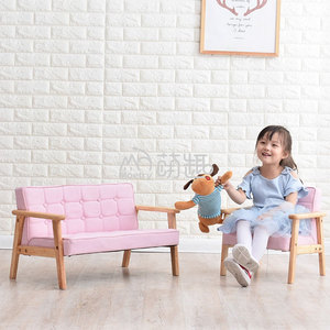 Canapé de salon moderne 2 places en tissu de lin rose Moetry <span class=keywords><strong>Fauteuil</strong></span> rembourré souple à cadre en bois de hêtre pour l'école, l'hôtel et la maternelle - Product Image 2