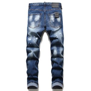 Nuovi <span class=keywords><strong>Jeans</strong></span> da Uomo Slim Fit con Bottoni ed Elastico Effetto Usurato alla Moda Casual - Product Image 2