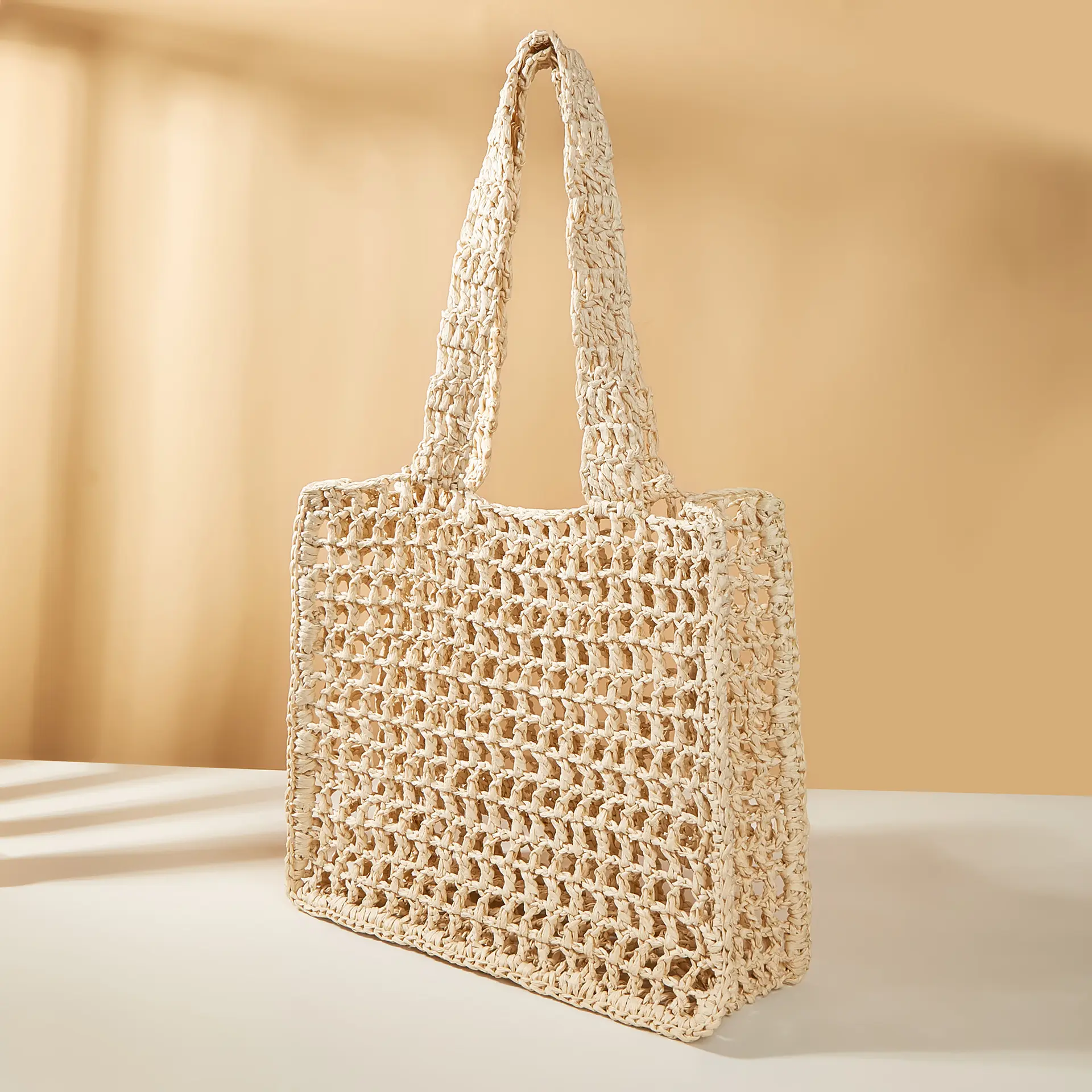 Tay Crochet Thời Trang Cổ Điển Du Lịch Tote Phụ Nữ Phụ Nữ Giấy Rơm Giả Raffia Bãi Biển Mây Dệt Mua Sắm Túi