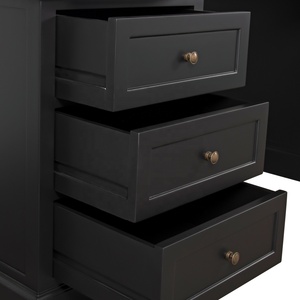 โต๊ะทำงานบ้านทำจากไม้สีดำพร้อมชั้นวางแบบถอดได้และลิ้นชัก3อัน - Product Image 2