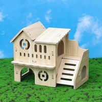 Maison pour hamster en herbe, jouet pour écureuil, accessoires de cage, décoration, roue de course, villa dorée, style minimaliste, forme carrée, portable