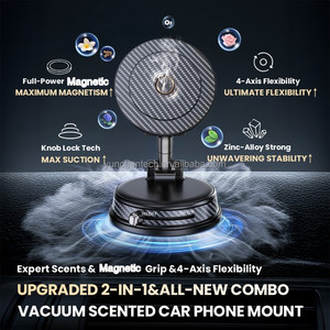 New Universal Kẽm Hợp Kim Nâng Cấp Auto-Snap Mạnh Mẽ Nam Châm Grip 2 Trong 1 Xe Bảng Điều Khiển Chân Không Thơm Xe Người Giữ Điện Thoại Cho iPhone - Product Image 3