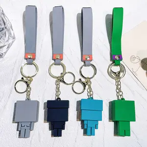 Porte-clés 3D PVC Caoutchouc Anime Personnage Dessin Animé Porte-clés Accessoires PVC Souple Jeu Anime Building Block Poupées Porte-clés