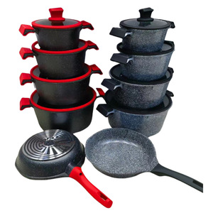 Ensemble de cuisine 17 pièces antiadhésif <span class=keywords><strong>en</strong></span> <span class=keywords><strong>pierre</strong></span> Maifan moulé sous pression, compatible gaz, style chinois moderne, pour l'exportation - Product Image 5