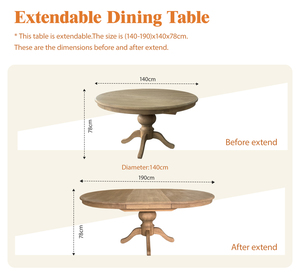 D1640 Tavolo <span class=keywords><strong>da</strong></span> Pranzo Allungabile in Legno Massello Stile Francese Antico, Tavolo Rotondo Classico per <span class=keywords><strong>Cucina</strong></span> e Sala <span class=keywords><strong>da</strong></span> Pranzo - Product Image 5
