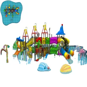 Yeni varış Aqua tema parkı oyun ekipmanları fiberglas sprey sıçrama açık çocuklar su kaydırakları