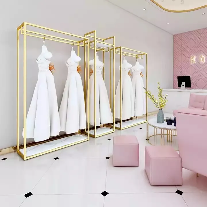 Customized Fashion Wedding Dress Shop Display Furniture Wedding Dress Display Rack For clothes Shop