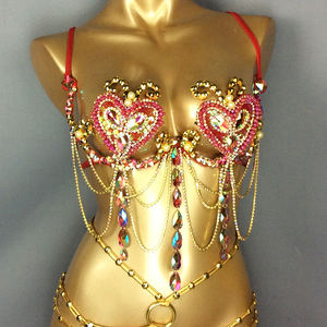 Самба карнавальные провода бюстгальтер и трусики 2 шт./компл. разноцветные камни Bellyqueen горячий сексуальный танец живота для женщин костюм - Product Image 5