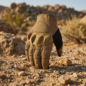 Gants tactiques robustes en polyester coupe-vent, anti-coupure, à demi-doigts, pour cyclisme, chasse et moto, avec protection des articulations. - Product Image 3