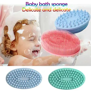 Brosse de bain en silicone, exfoliante douce, masseur de cuir chevelu, brosse corporelle à poils souples, outil de douche pour le nettoyage des bébés - Product Image 2