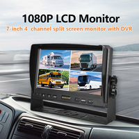 Moniteur de voiture 7 pouces 4 canaux AHD/CVBS avec DVR intégré, entrées 1080P/720P, connecteurs M12, modes multi-vues pour véhicules