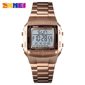 SKMEI-reloj Digital de acero inoxidable para hombre, pulsera con alarma de fecha y semana, cuenta atrás luminosa, 1381