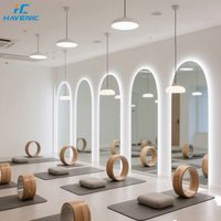 Miroir de maquillage LED mural anti-buée pour studio de yoga et salle de sport, avec interrupteur tactile, cadre métallique, design Art Déco, forme arquée, miroir décoratif