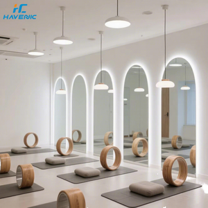 Specchio LED da Parete per Palestra e Studio Yoga, Antiappannamento, con Interruttore Touch, Cornice in Metallo, <span class=keywords><strong>Design</strong></span> Art Déco, Forma ad Arco, Specchio Decorativo - Product Image 1