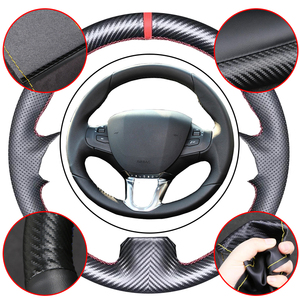 Housse de <span class=keywords><strong>volant</strong></span> de voiture en fibre de carbone et cuir microfibre personnalisée pour <span class=keywords><strong>Peugeot</strong></span> 208 <span class=keywords><strong>Peugeot</strong></span> <span class=keywords><strong>2008</strong></span> - Product Image 1