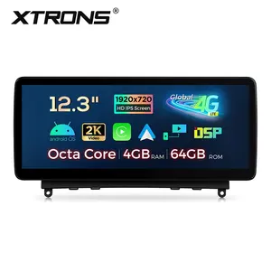 XTRONS 12.3 "안드로이드 13 자동차 오디오 판탈라 카플레이 안드로이드 자동 4G LTE 라디오 Voiture 메르세데스 벤츠 C 클래스 W204 2007-2010