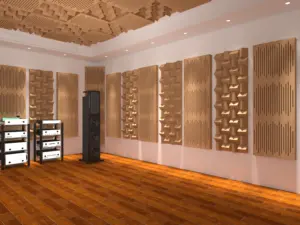 Natural Wood Wall Decoration Absorbs Sound Acoustic Wood Diffuser For Audio Hi-Fi Home Cinema Theater