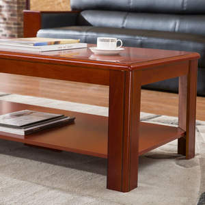 Solid Wood <b>Coffee</b> <b>Table</b> 1.2m Rectangular Reddish-brown <b>Walnut</b> Color Storage Shelf Environmentally Friendly Paint for Living Room - Product Image 3