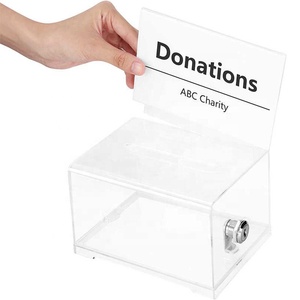 Caja de colección de tarjetas de visita acrílicas, caja de votación, caja de opinión pública que se puede insertar con folleto y cerradura - Product Image 2