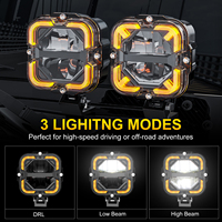Feux de travail LED 4 pouces bicolores 6500K pour voiture, barre carrée, clignotants, DRL ambre, feux de croisement/route, antibrouillard, tout-terrain