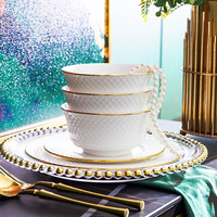 Bone China Geschirr- und Tellerset Jingdezhen Keramik Mikrowellengeeignet Goldverzierung Handbemaltes Design Nationaler Trendstil Geschenkset
