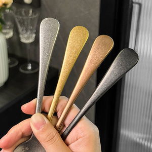 Cuchara de Sopa Mini de Acero Inoxidable Shiny Jh 304 con Mango Dorado, Plateado o Negro, Estilo Retro para Uso Doméstico - Product Image 2