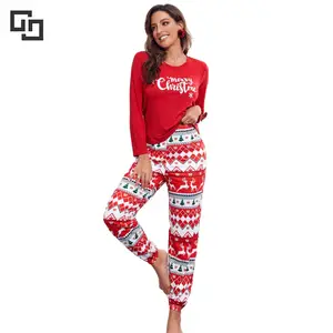 Two Piece Femme Pyjama Designer Print Family Matching Women Christmas Pajama Sets