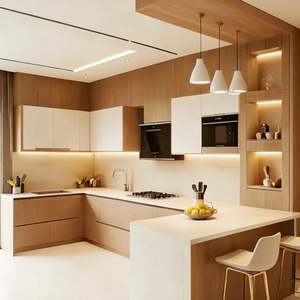 Kitchen Furniture Manufacturer Supply Complete MDF Cabinet Doors with Handles Melamine Finish Ready to Assemble - Product Image 4