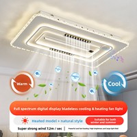 Kipas Angin Plafon LED Tanpa Baling-Baling 6-in-1 Pintar 2027 Baru, Lampu Pendingin/Pemanas, Speaker Musik, Kontrol Jarak Jauh APP Tanpa Tingkat, 105x65cm untuk Rumah
